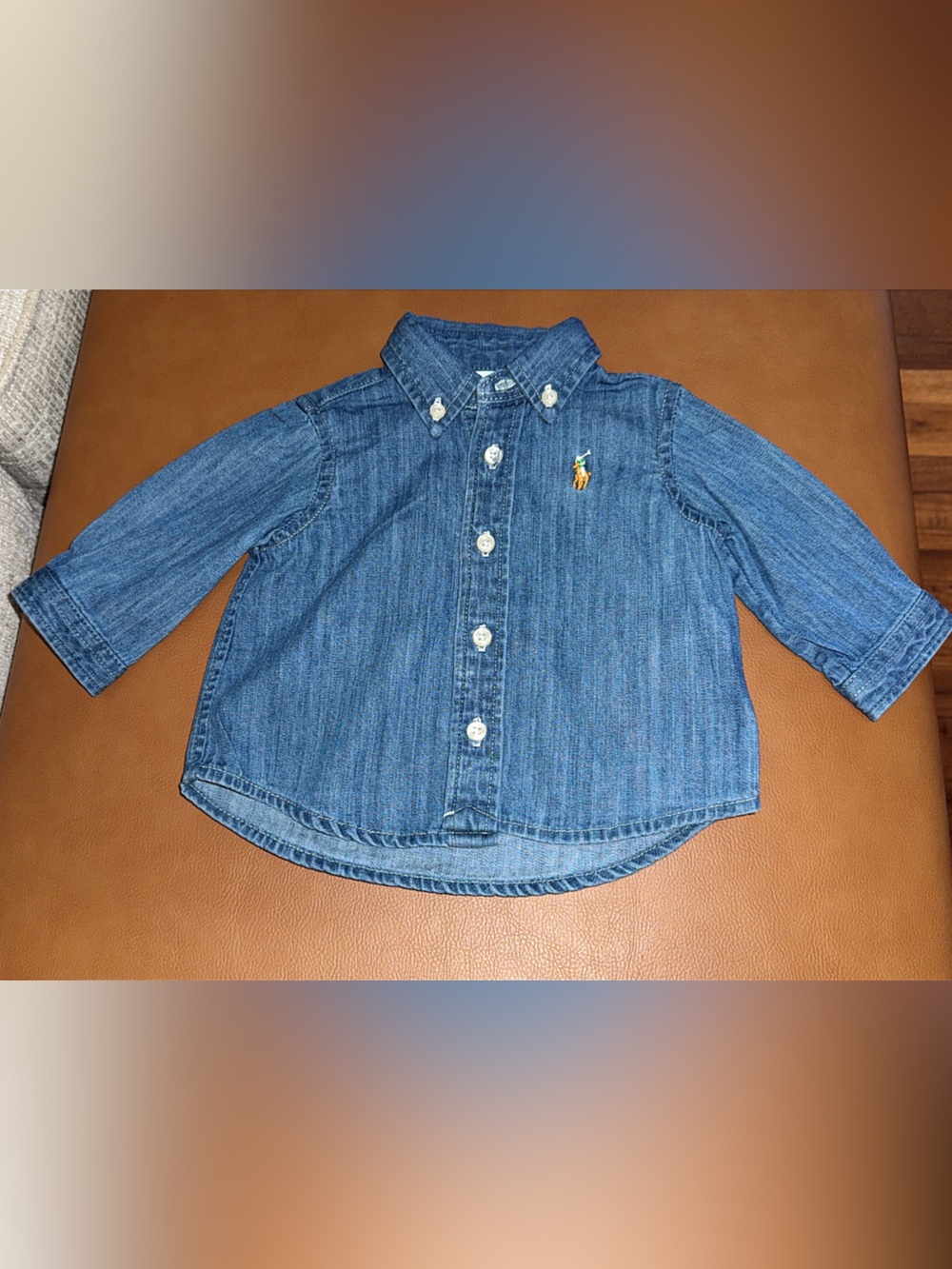 Like New Polo Ralph Lauren Denim Button Down Polo Shirt 3M - Picture 2 of 7
